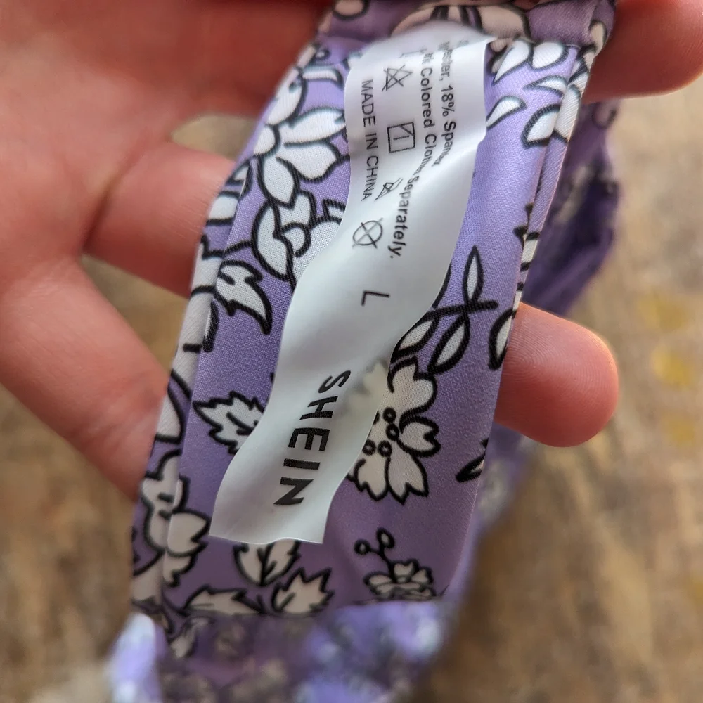 Floral Purple Bikini Set Shein Cheeky Large - Picture 6 of 6